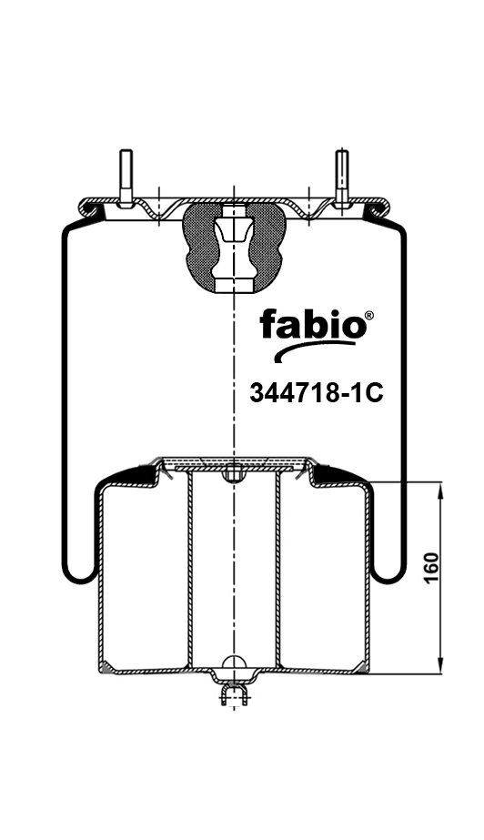 Пневморессора Volvo low / 4718np01_с-ст М h=160 / FABIO